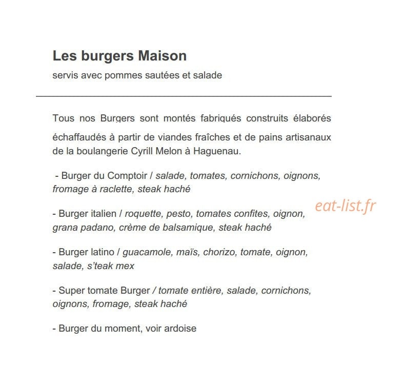 Le Comptoir des loges — carte page 2