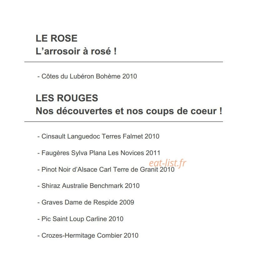 Le Comptoir des loges — carte page 6