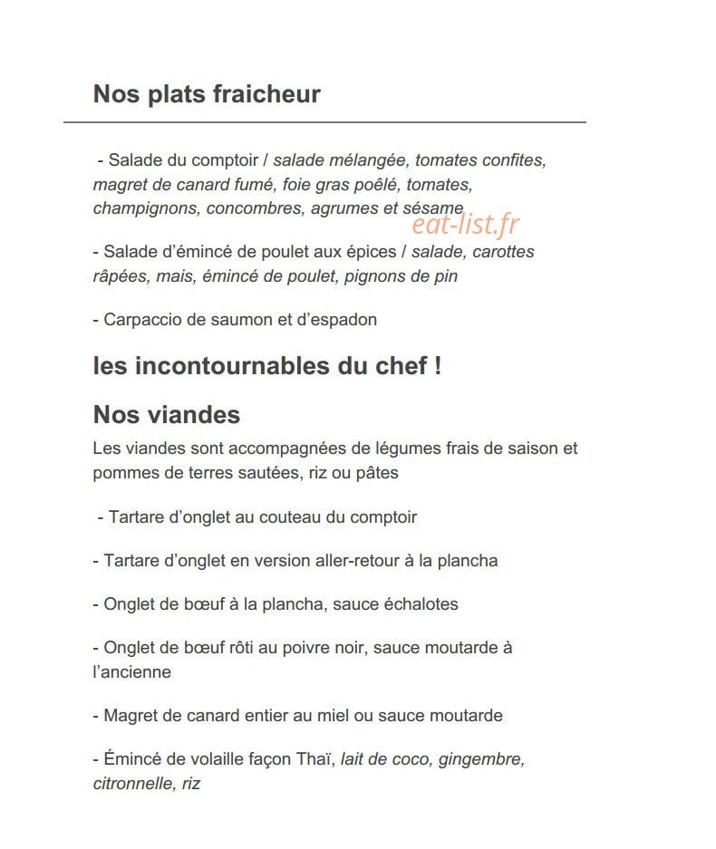 Le Comptoir des loges — carte page 3