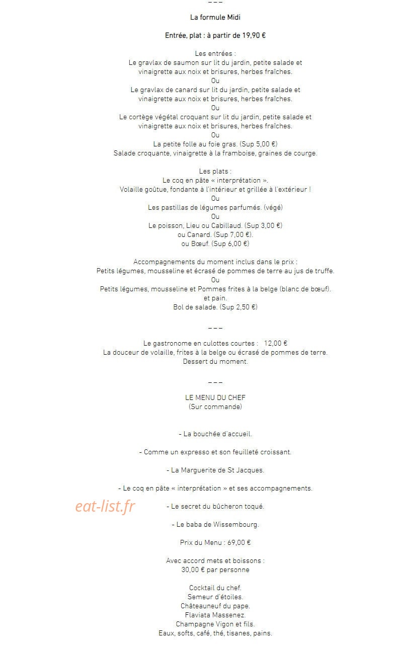 Le coq en pâte — carte page 2