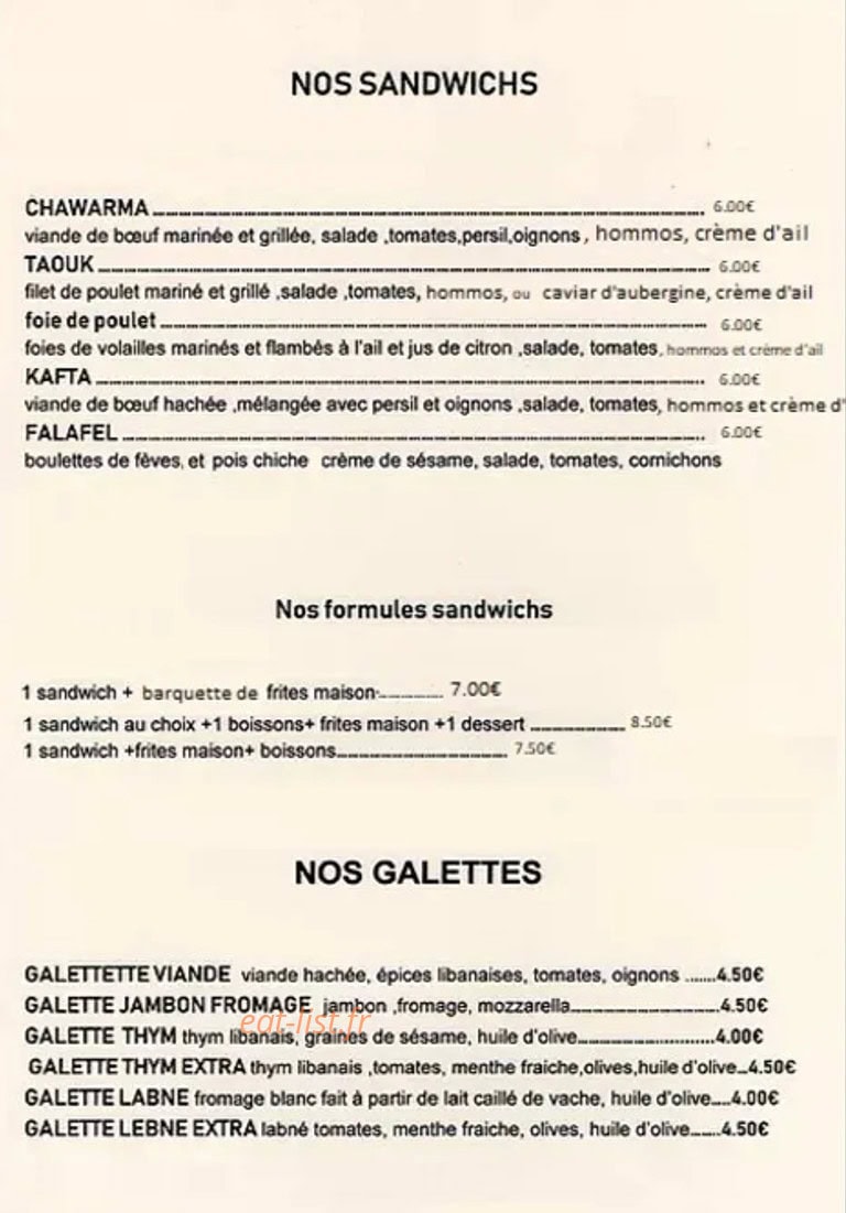 Liban FooD — carte page 4