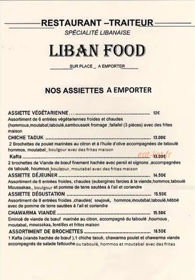 Liban FooD — carte page 3