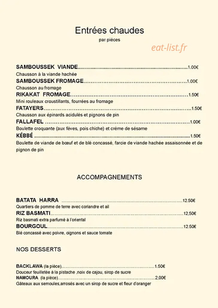 Liban FooD — carte page 2