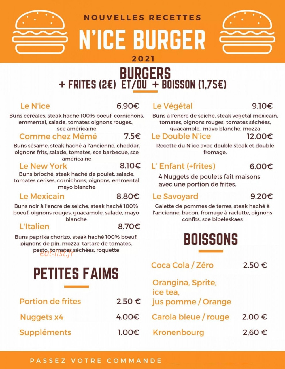 N'ice Burger — carte page 1