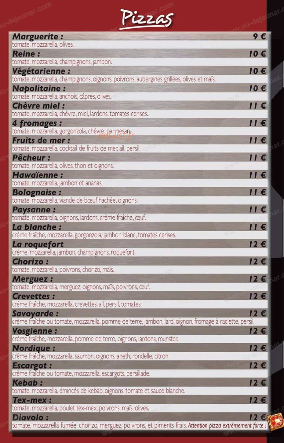 9 Pizza — carte page 2