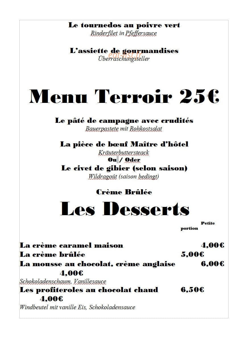 Restaurant au Wasigenstein — carte page 9