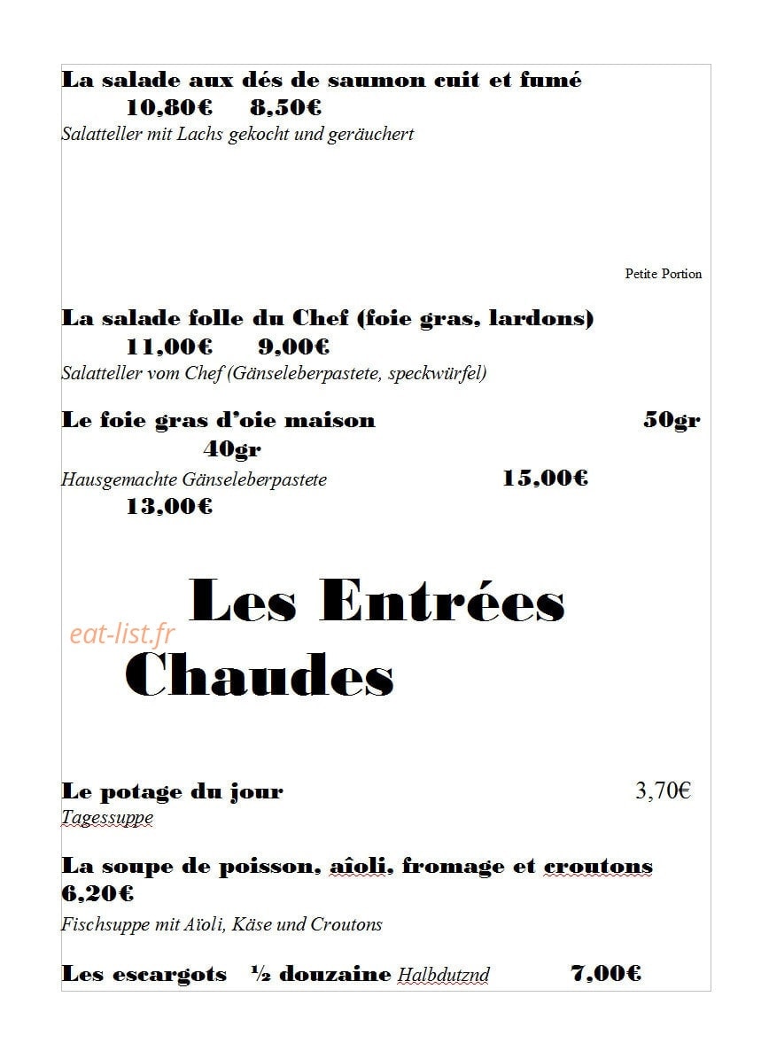 Restaurant au Wasigenstein — carte page 2