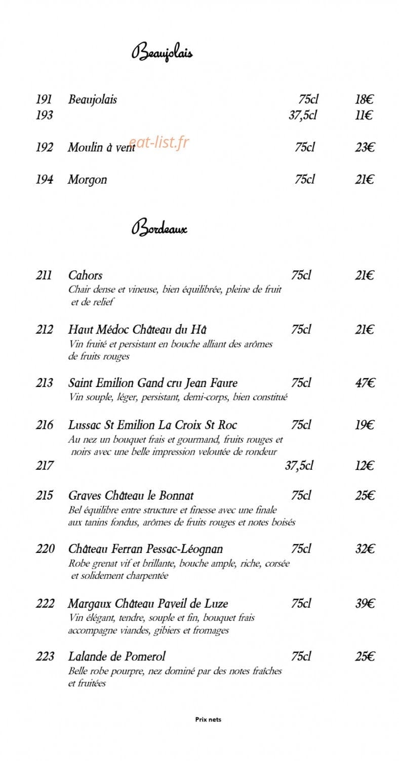 Restaurant au Wasigenstein — carte page 19