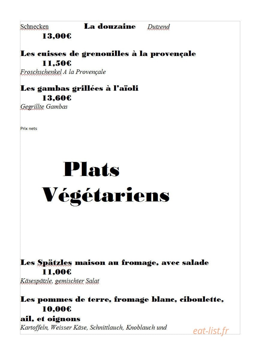 Restaurant au Wasigenstein — carte page 3