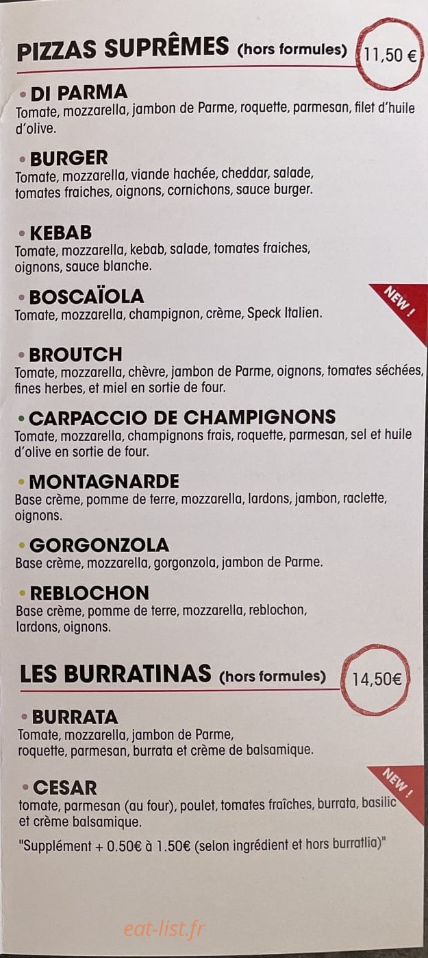 La Pizzeria — carte page 4
