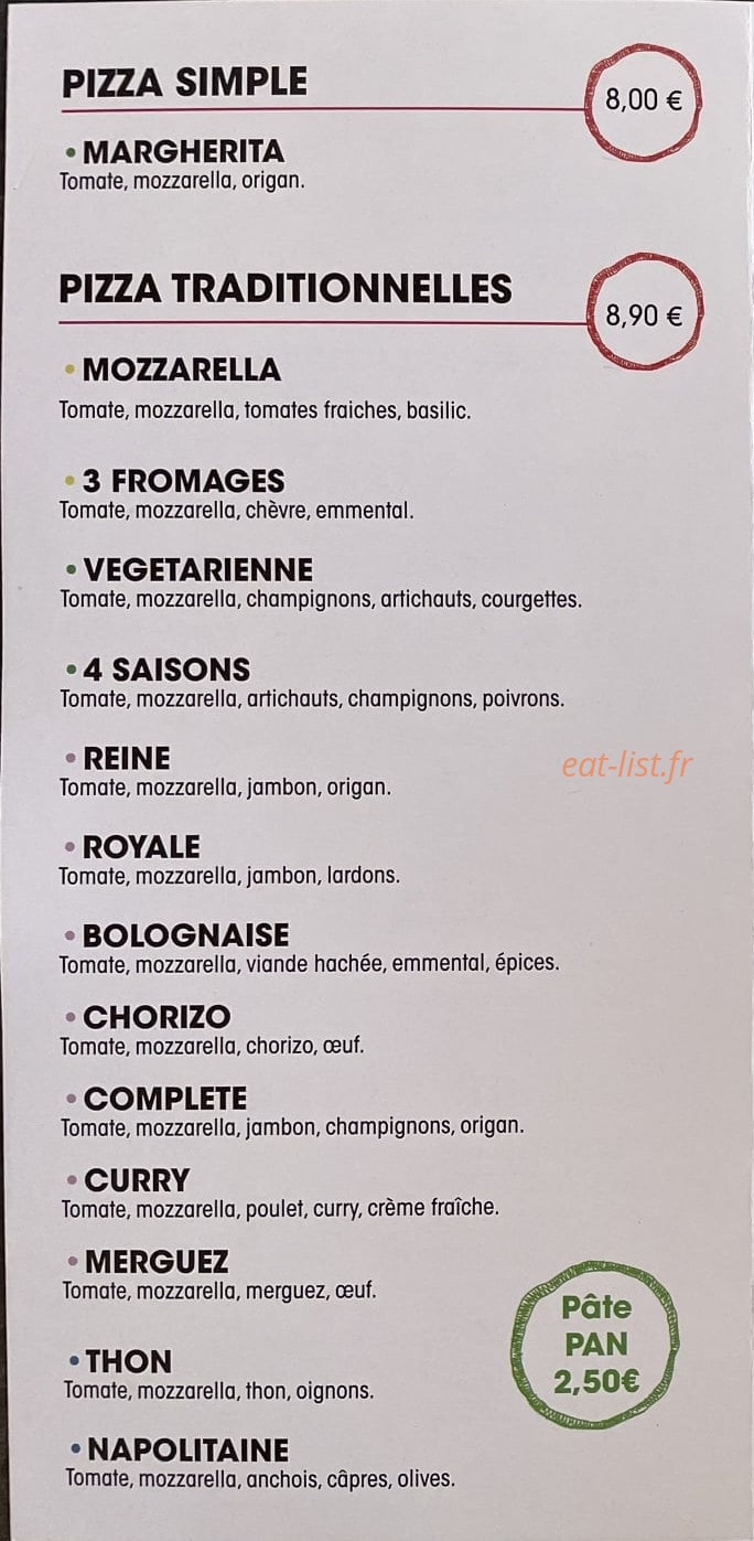 La Pizzeria — carte page 2