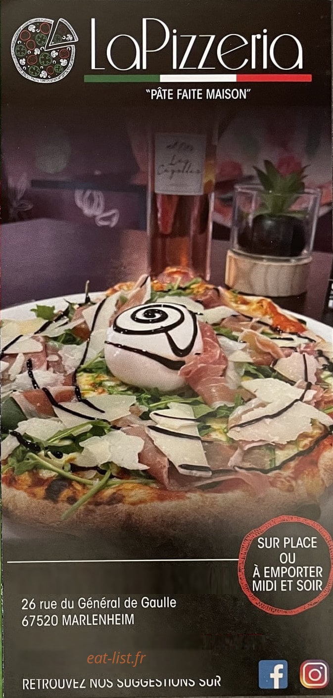La Pizzeria — carte page 1