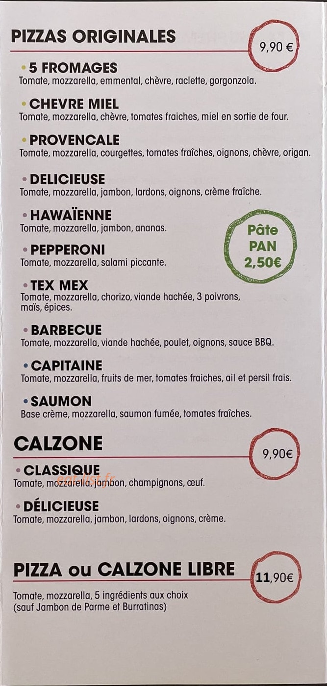 La Pizzeria — carte page 3