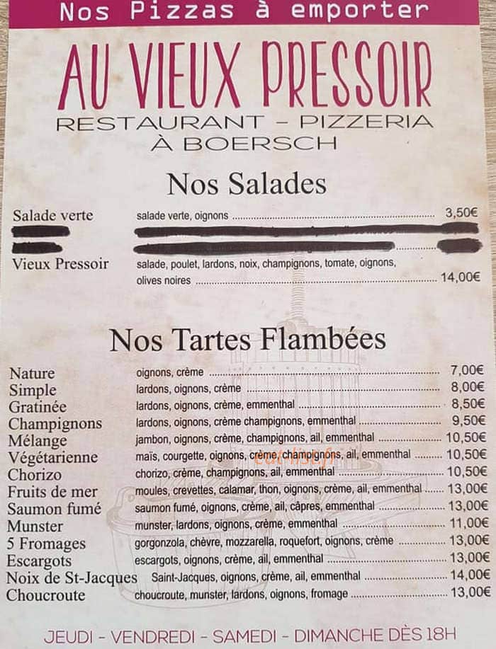 Au Vieux Pressoir — carte page 1