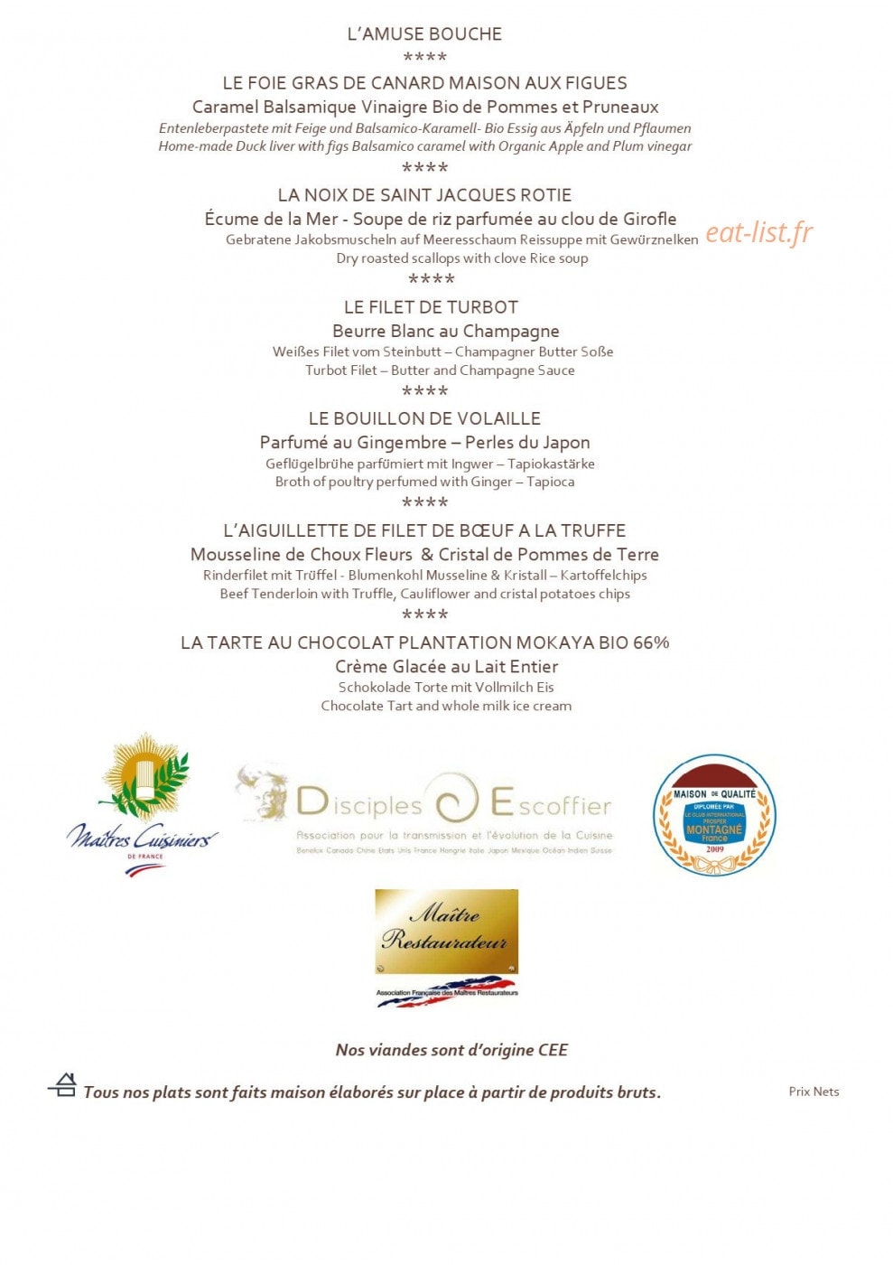 Hostellerie des Châteaux — carte page 4