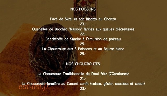 Hôtel Restaurant l'Ami Fritz — carte page 2