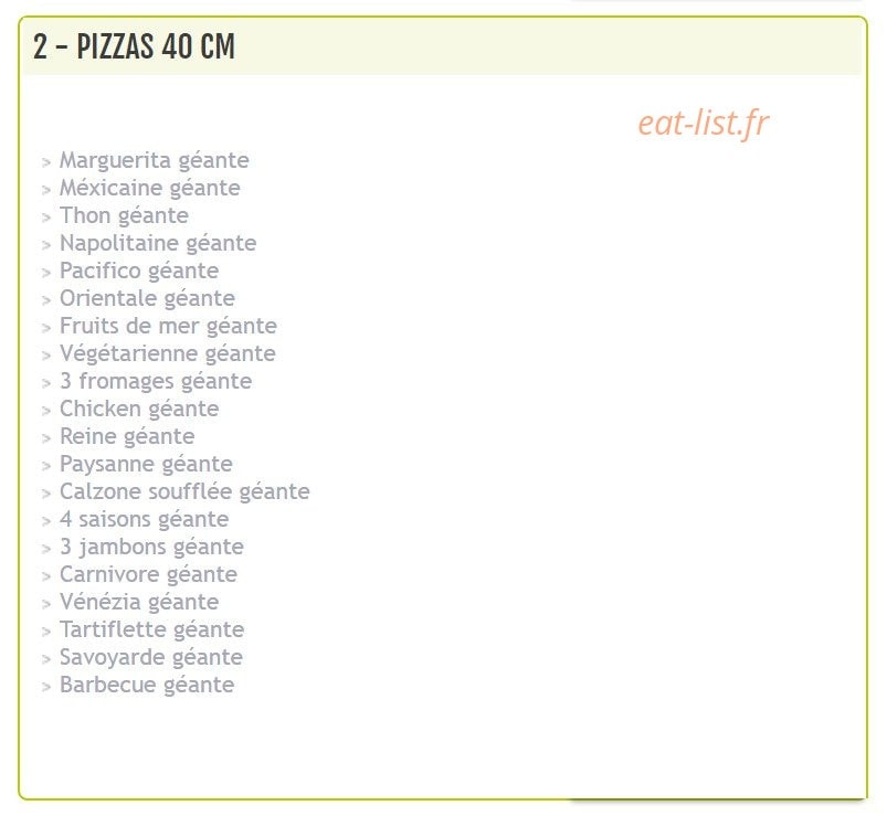 Allo Pizza Palmariva — carte page 2