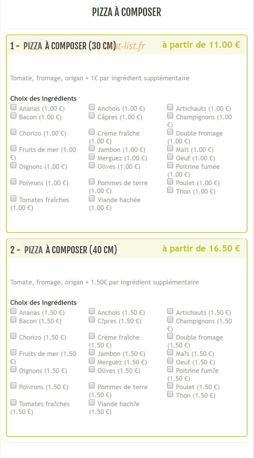Allo Pizza Palmariva — carte page 3