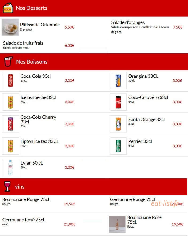 Restaurant Le Ksar — carte page 4