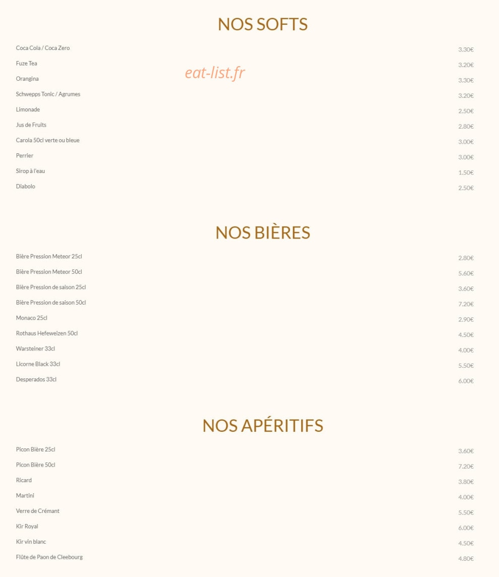 Au Manège Gourmand — carte page 2