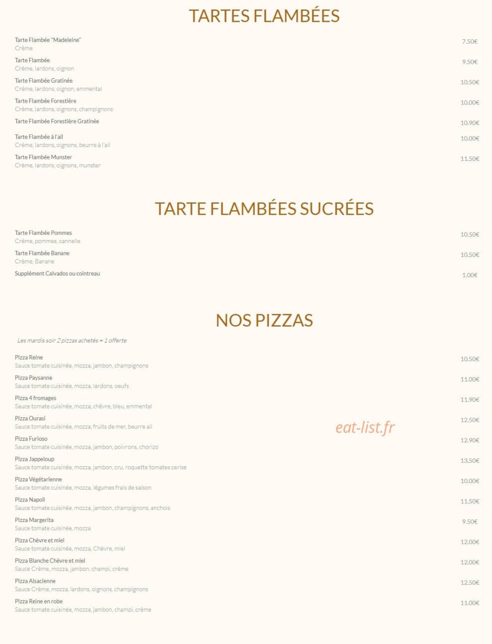Au Manège Gourmand — carte page 5