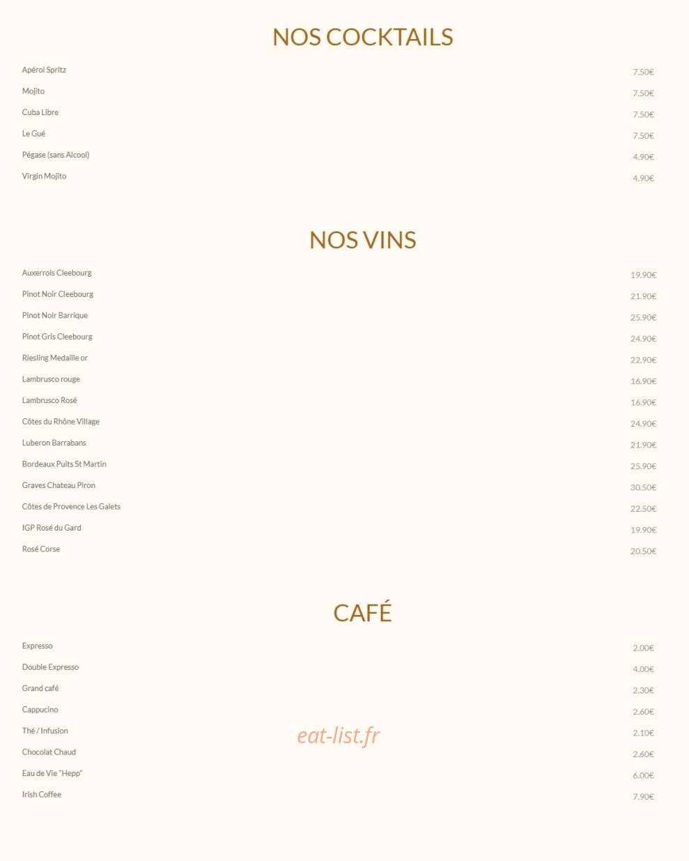 Au Manège Gourmand — carte page 3