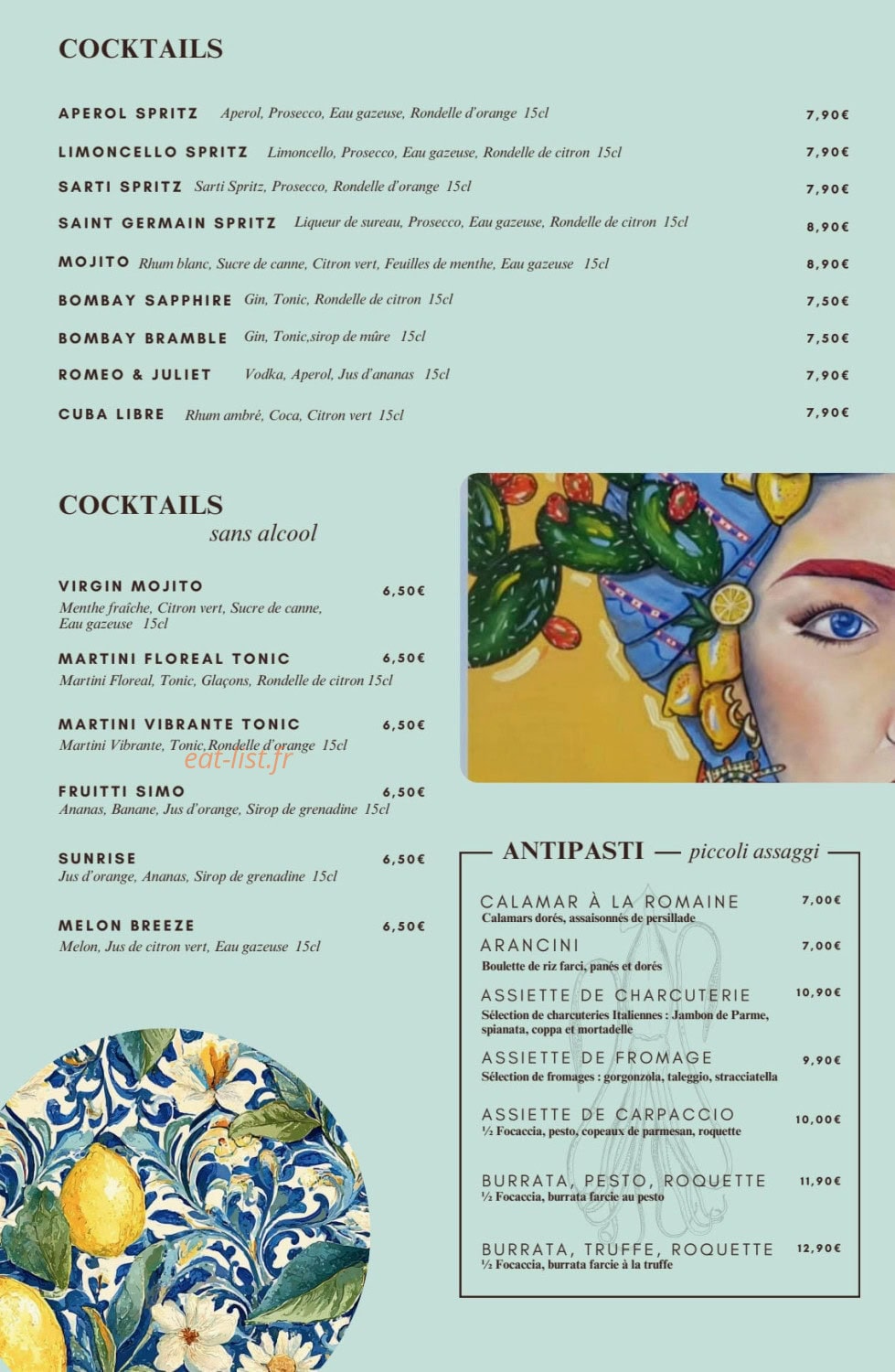 Le bistro italien — carte page 1
