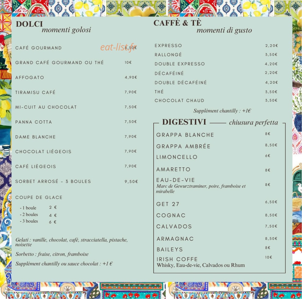 Le bistro italien — carte page 5