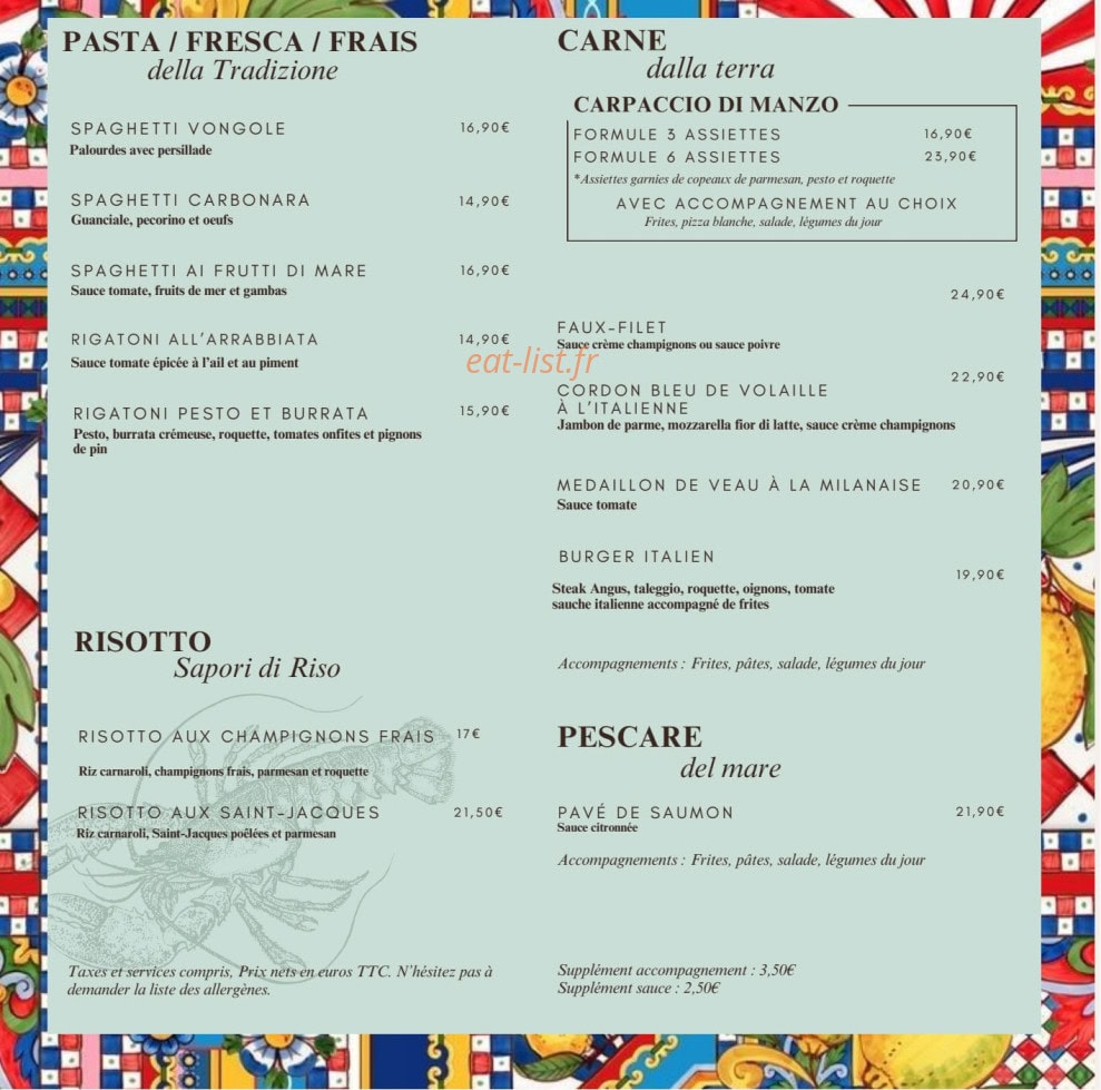 Le bistro italien — carte page 4