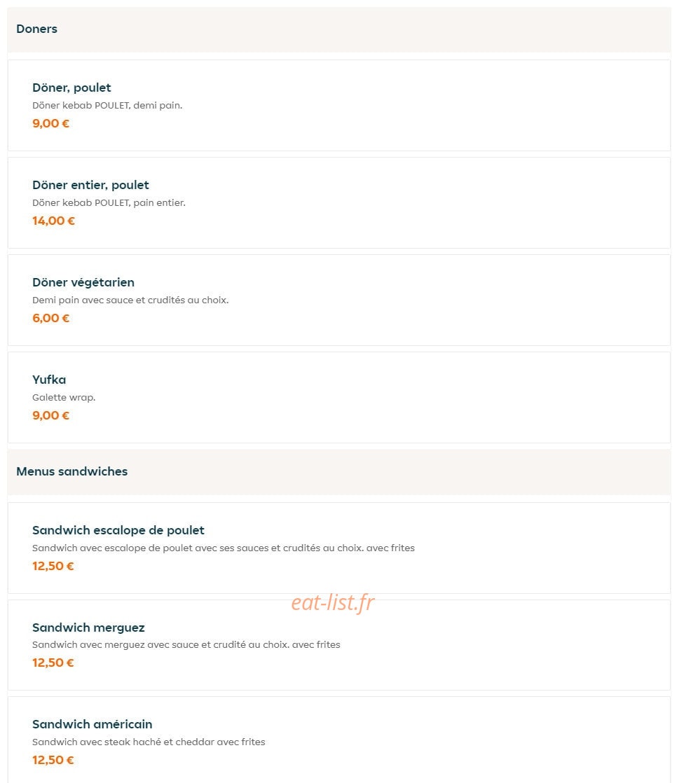 Le Nice grill — carte page 1