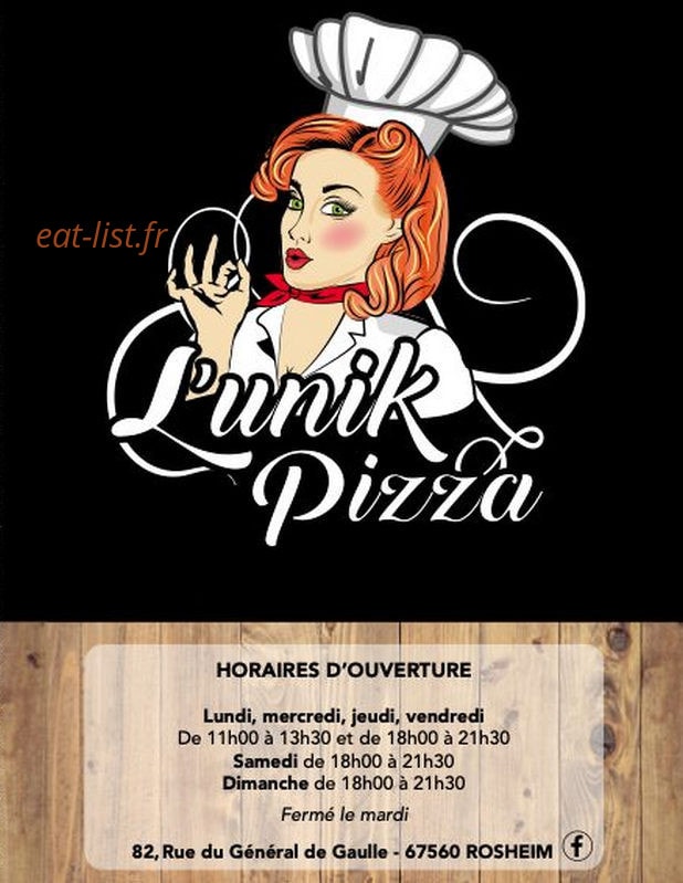 L'unik Pizza — carte page 1