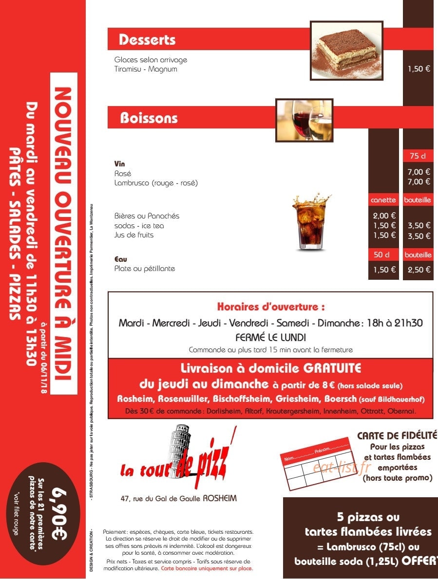 La Tour De Pizz' — carte page 4