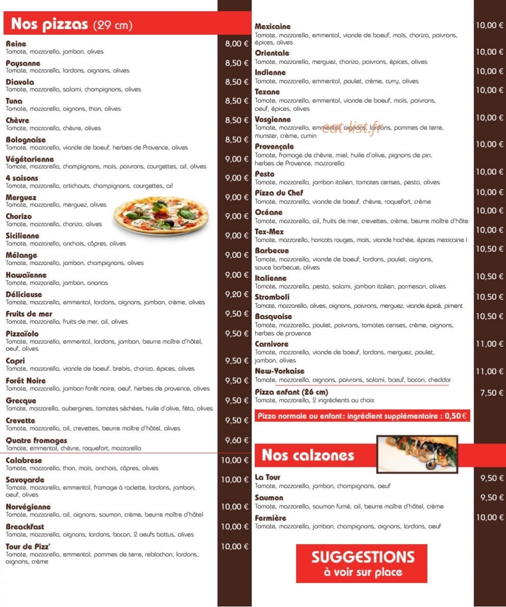 La Tour De Pizz' — carte page 2