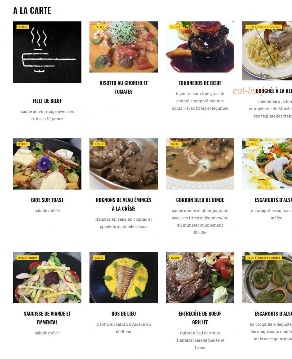Carte et menu de Au relais du bois à Mertzwiller — Plats