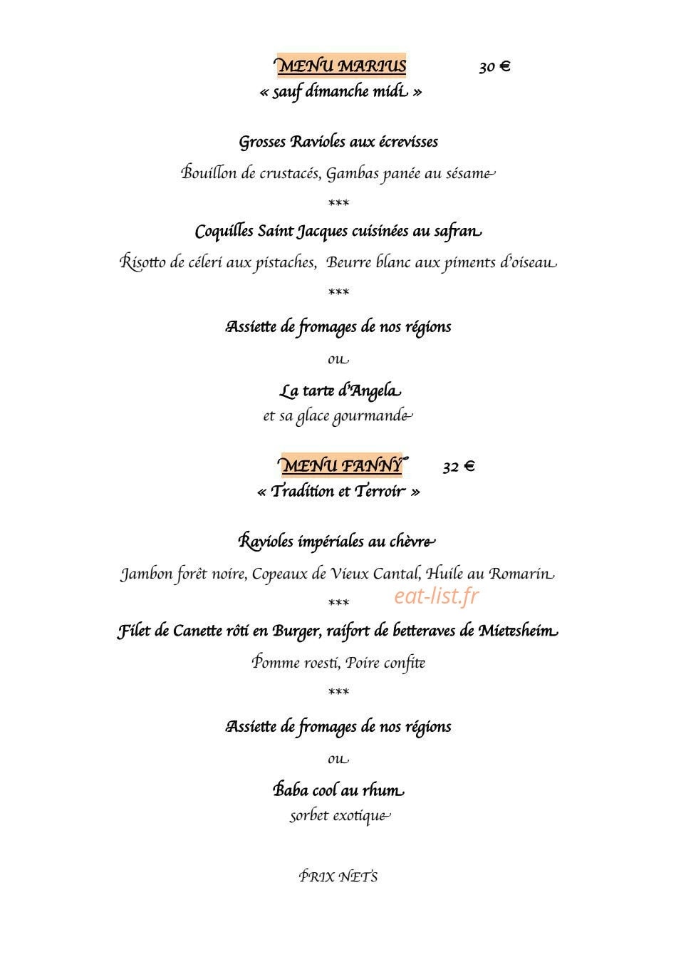 Auberge Aux Deux Clefs — carte page 4