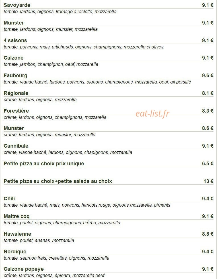 Restaurant du Faubourg — carte page 7