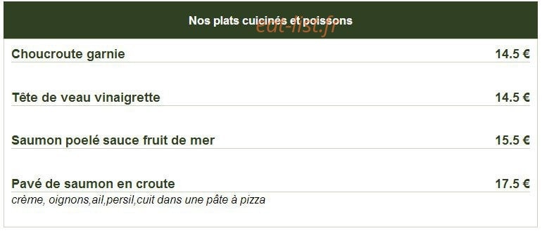 Restaurant du Faubourg — carte page 5