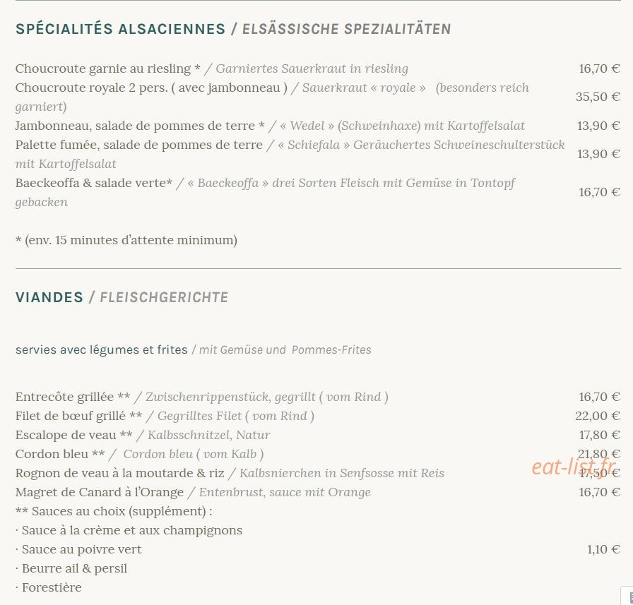 Restaurant Winstub Jenny — carte page 2