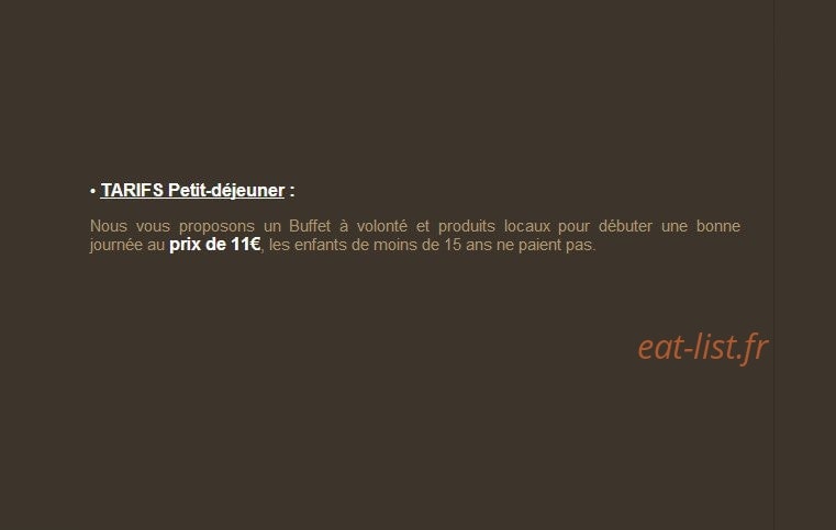Carte et menu de Château du Haut Koenigsbourg à Orschwiller — Le petit déjeuner