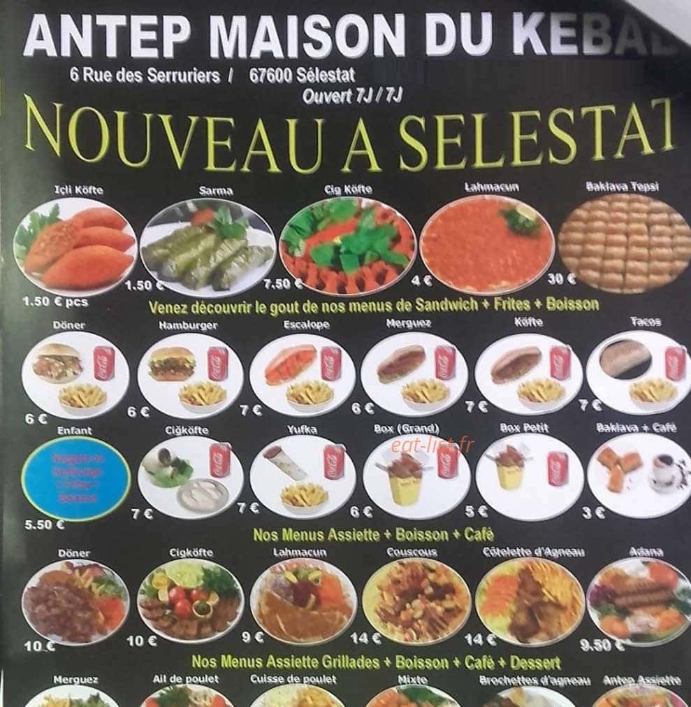 Antep Maison du Kebab — carte page 1