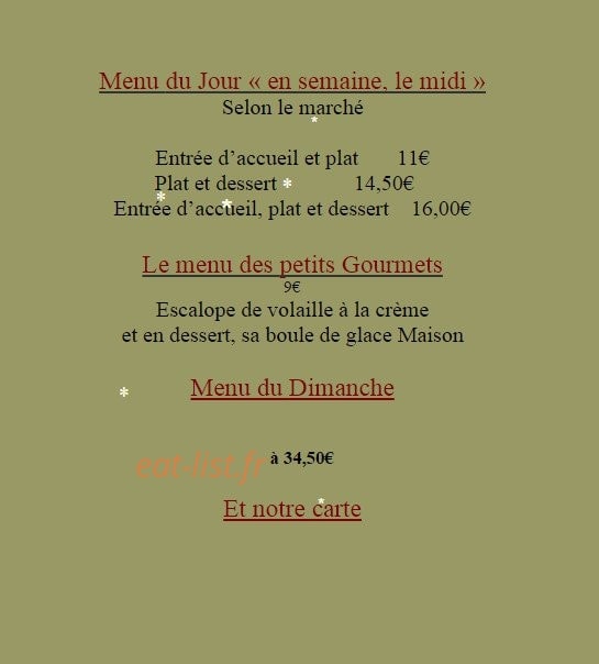 Auberge de la Paix — carte page 1