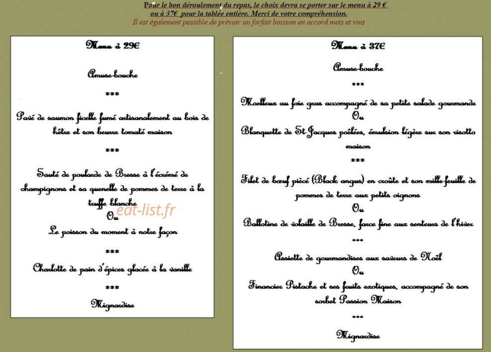 Auberge de la Paix — carte page 2
