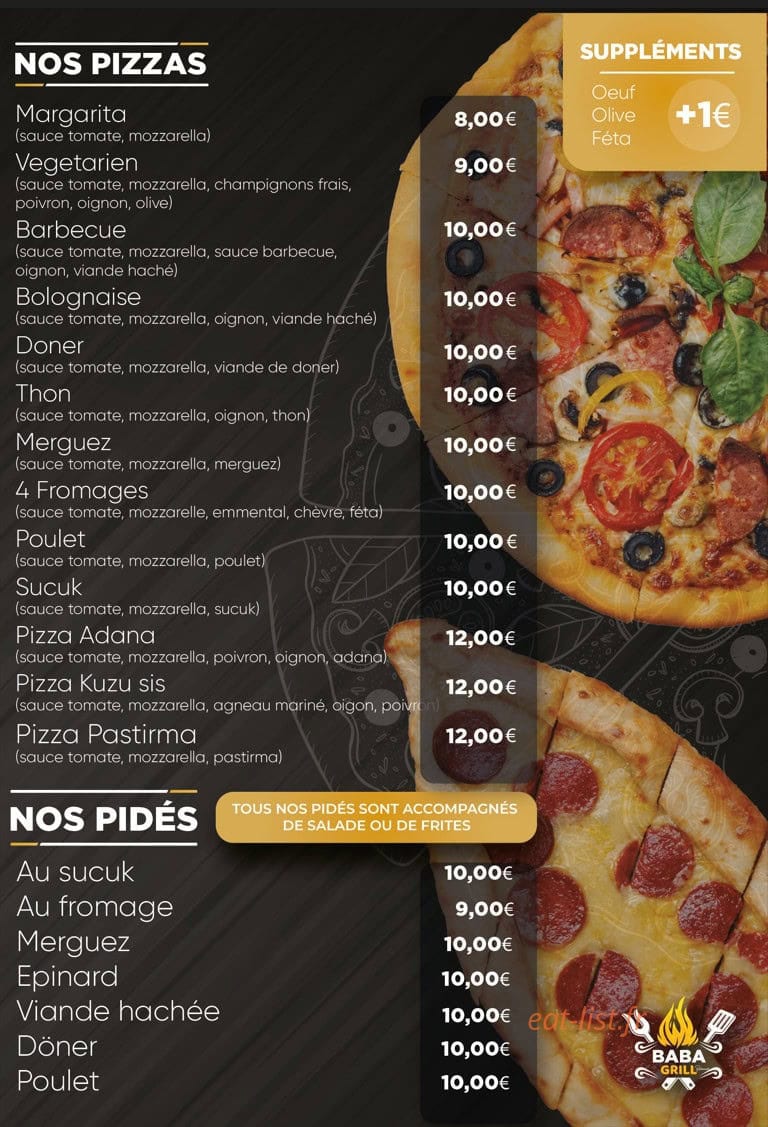 Baba Grill — carte page 2
