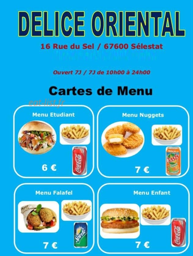 Delice Oriental — carte page 1