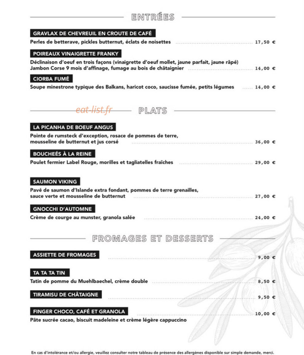 Franqueria — carte page 1