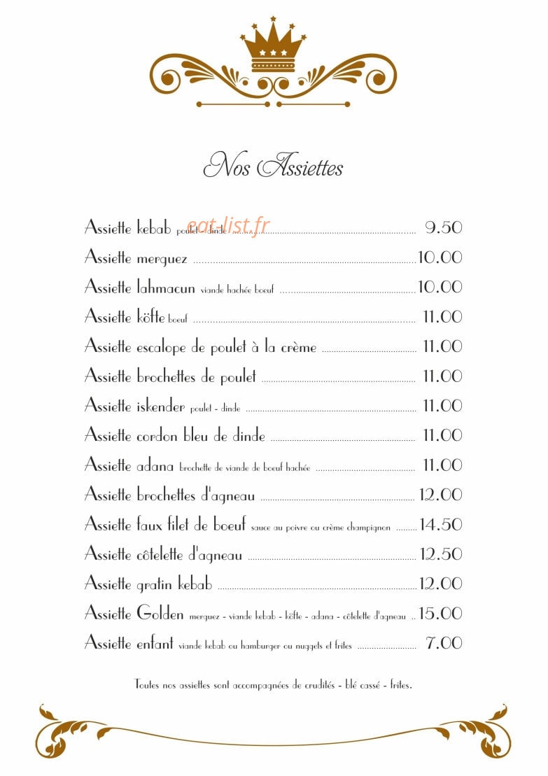 Golden Grill — carte page 2