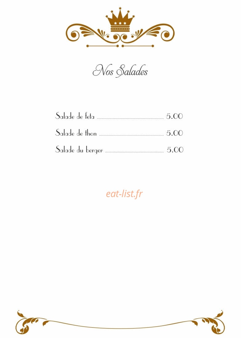 Golden Grill — carte page 1
