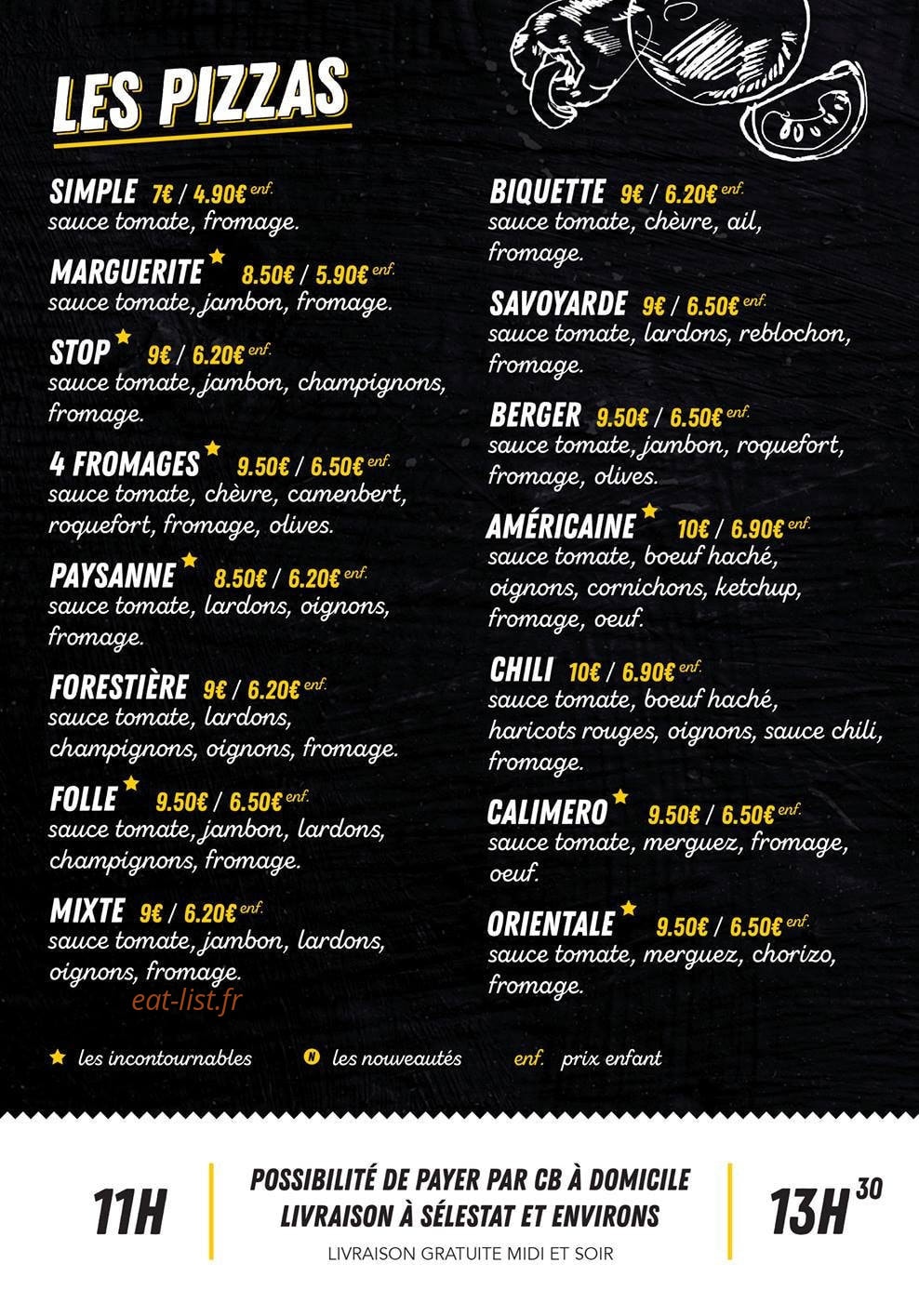 Halte Pizza — carte page 2
