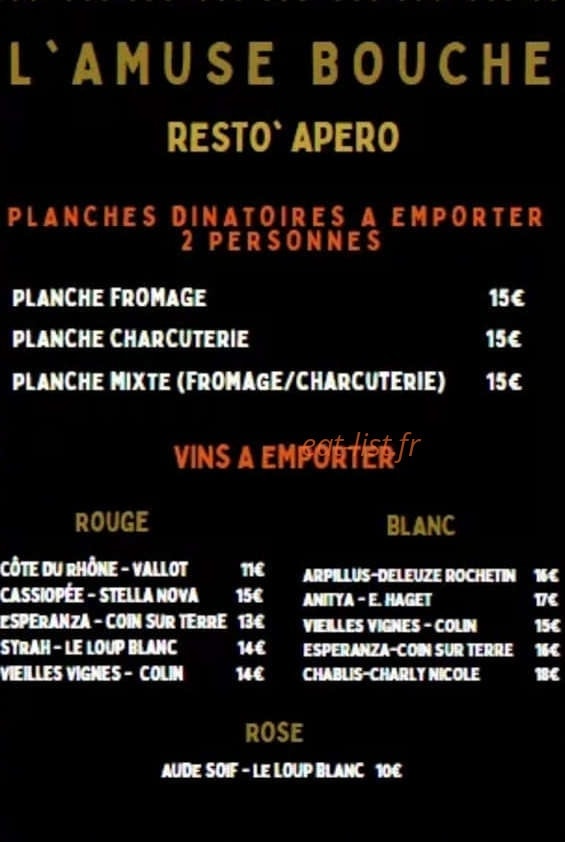 L' Amuse Bouche — carte page 2