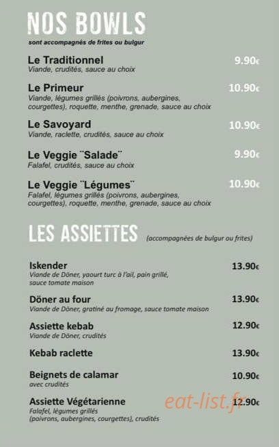 L'Atelier du Kebab — carte page 3